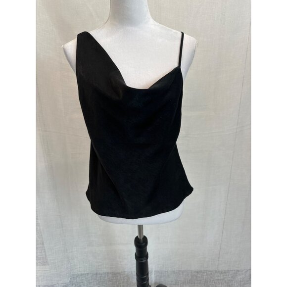 DKNY Women's Black Asymmetric Cowl Neck Top Size Small - Picture 1 of 4
